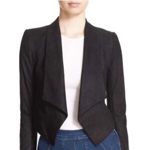 Alice + Olivia Harvey Genuine Goat Leather Draped Waterfall Open Front Jacket XL